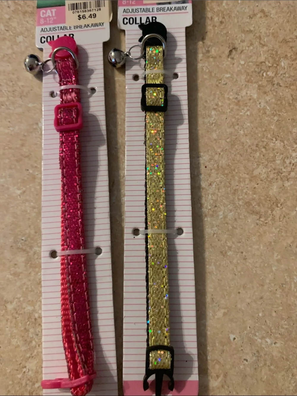 NWT 8-12”  Cat Collars - Pink & Gold Glitter